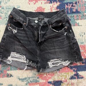 Distressed Black Denim American Eagle Shorts